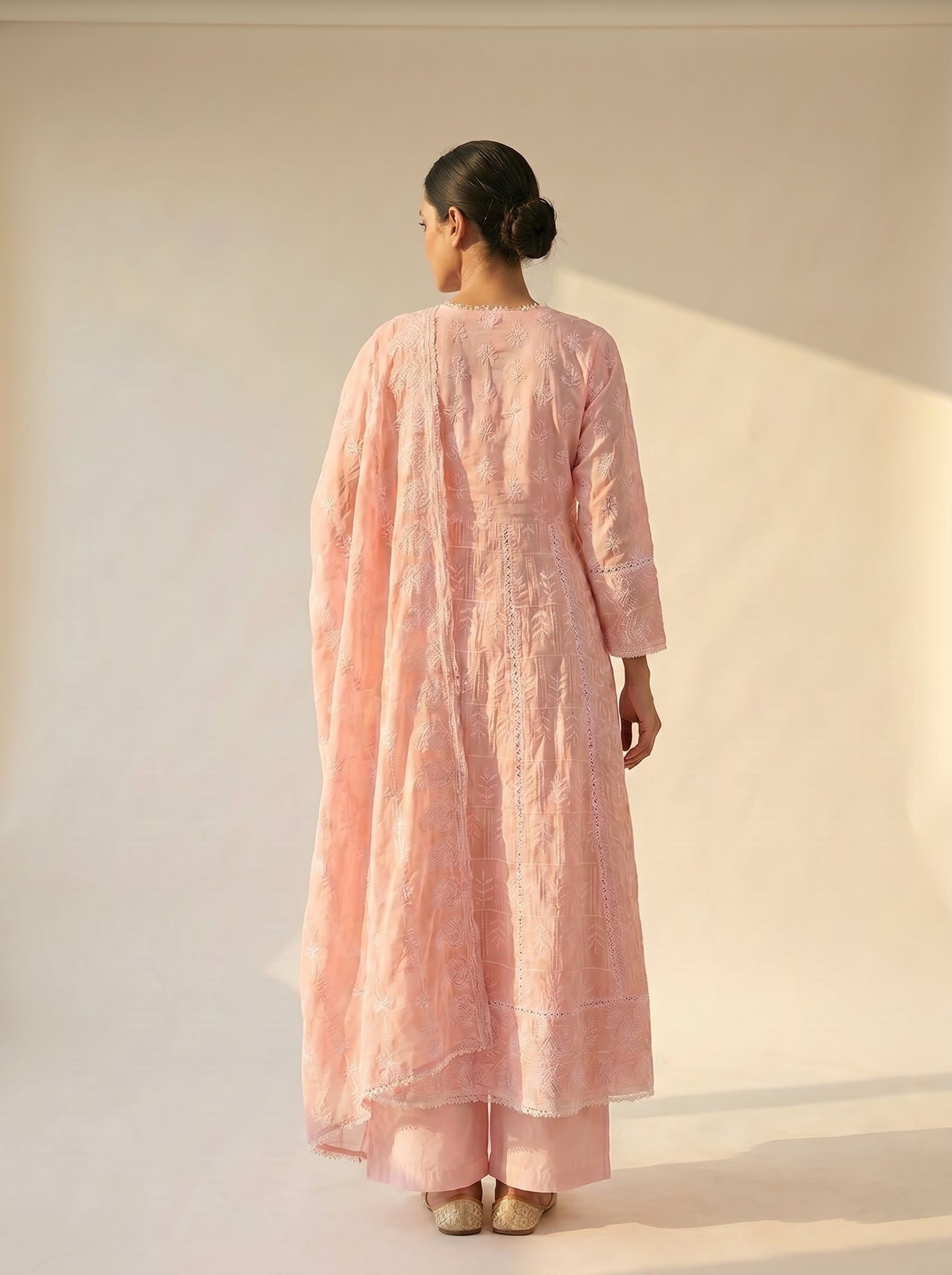 Serene Pastel Embroidered Anarkali Kurta Set