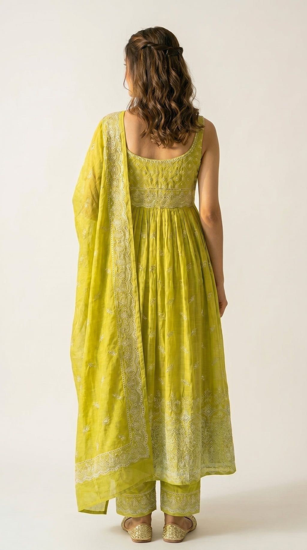 Noor Lime Embroidered Anarkali Set