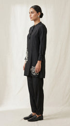 Noir Pearl Embellished Creape Co-ord Set