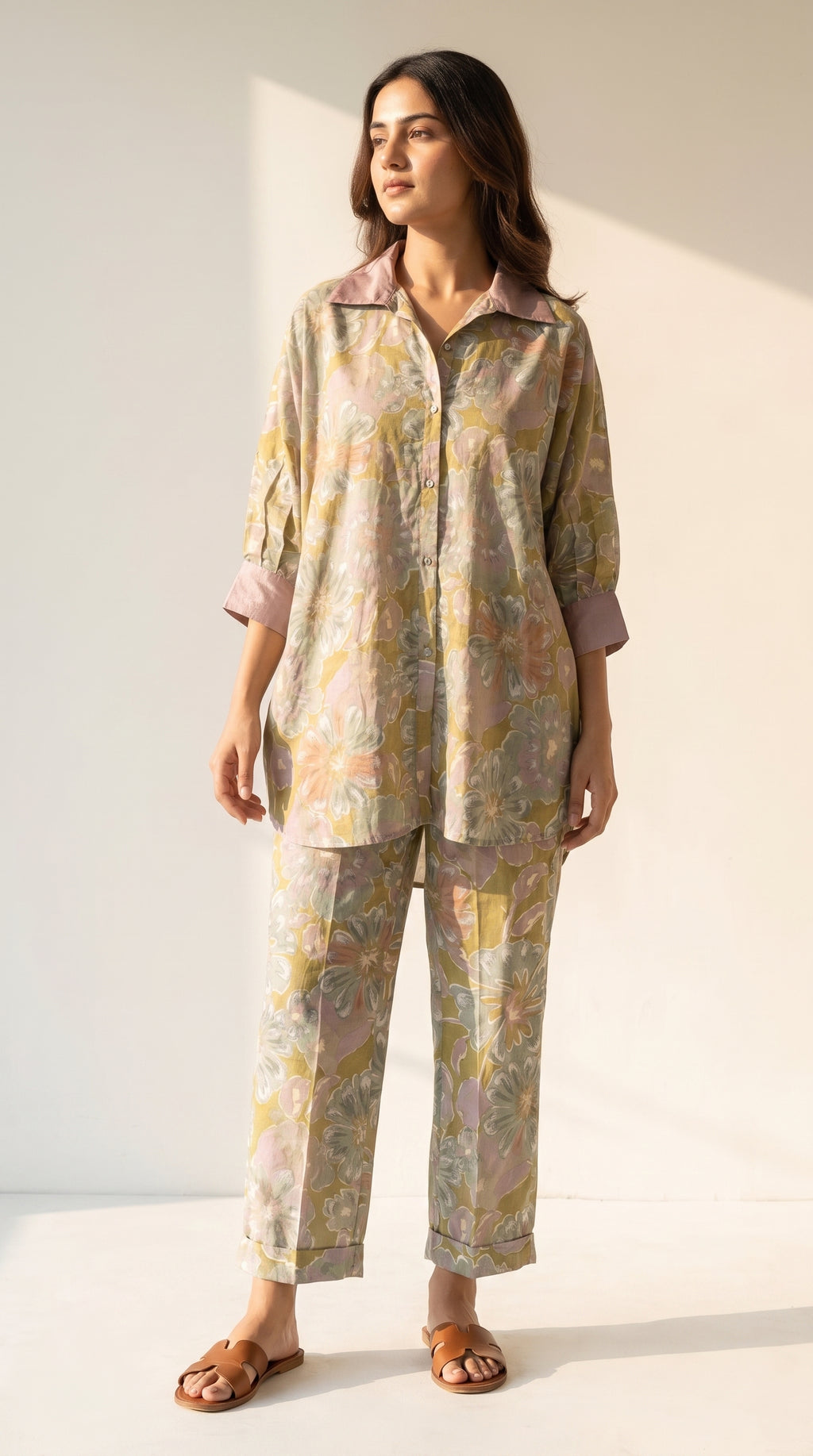 Aveline Sage Floral Cotton Co-ord Set