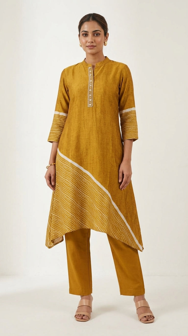 Sunlit Grace Asymmetrical Kurta Set