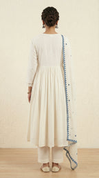 Noor Blue Embroidered Mal Cotton Kurta Set