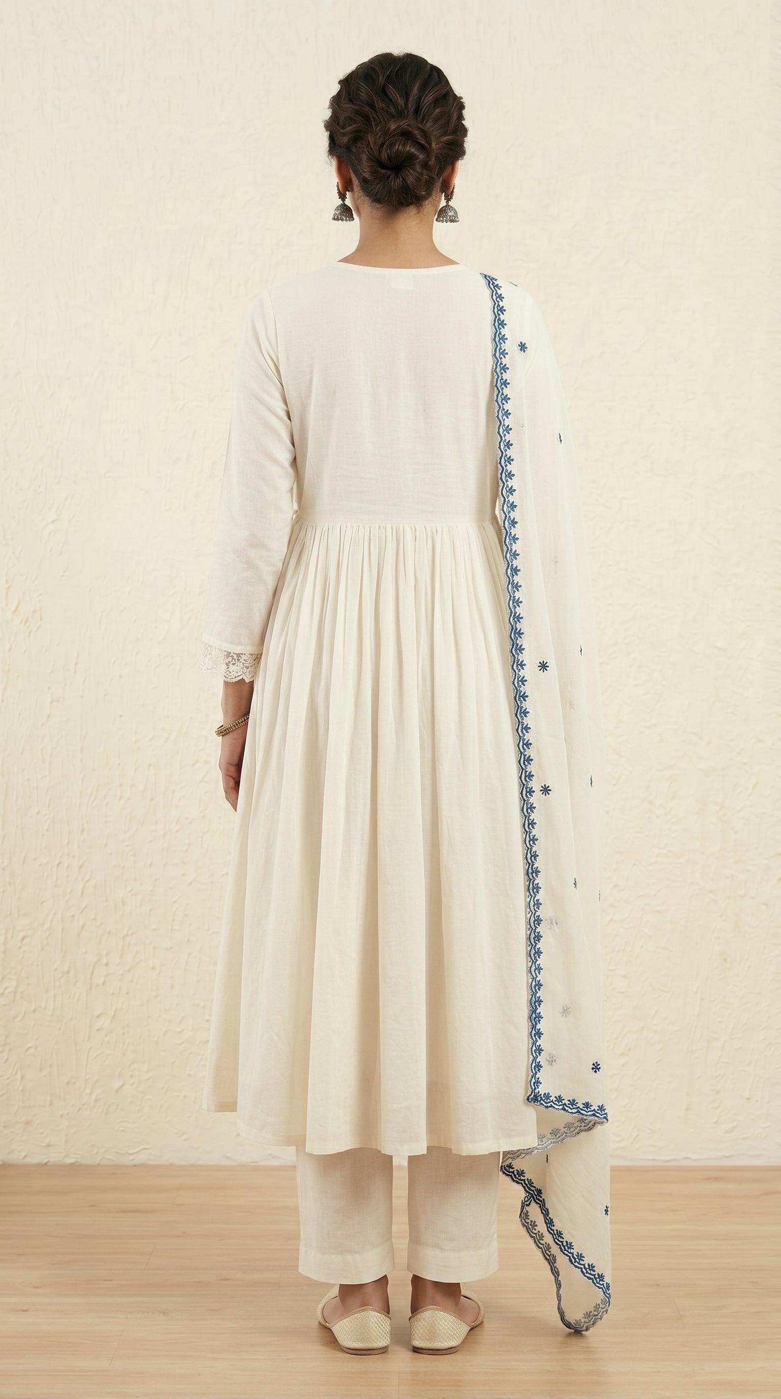 Noor Blue Embroidered Mal Cotton Kurta Set