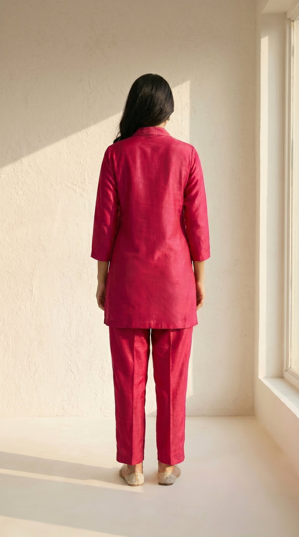 Fuchsia Luxe Embroidered Co-ord Set