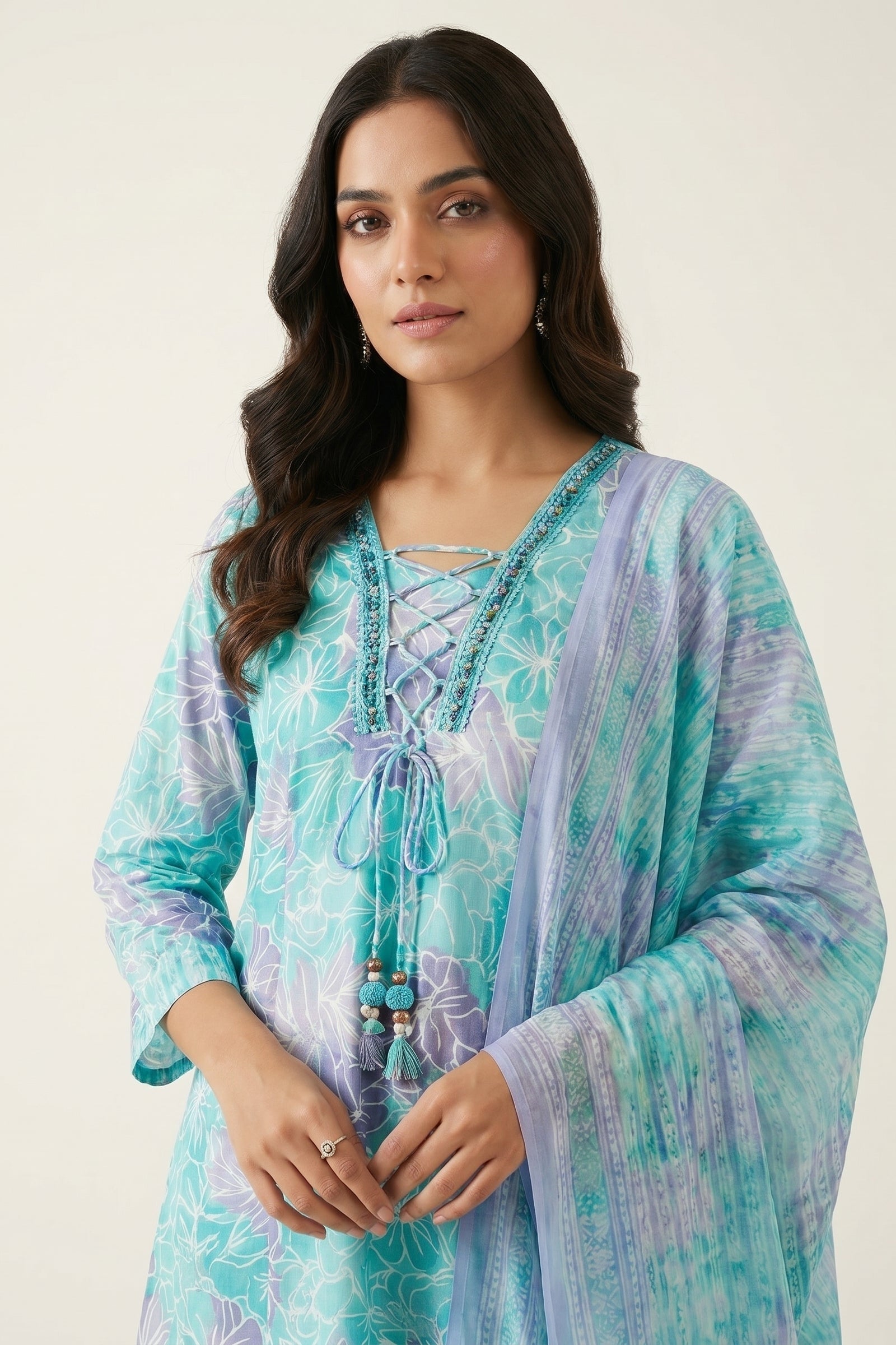 Zivara Aqua Cotton Kurta Set