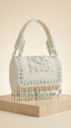 Aurelia Ivory Pearl Embellished Fringe Sling Bag