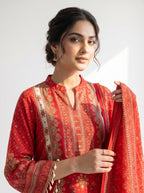 Rangmahal Scarlet Crepe Printed Sharara Suit