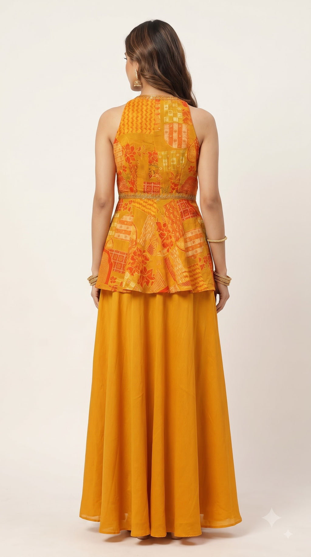 Aanya Mustard Silk Peplum Palazzo Set