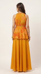 Aanya Mustard Silk Peplum Palazzo Set