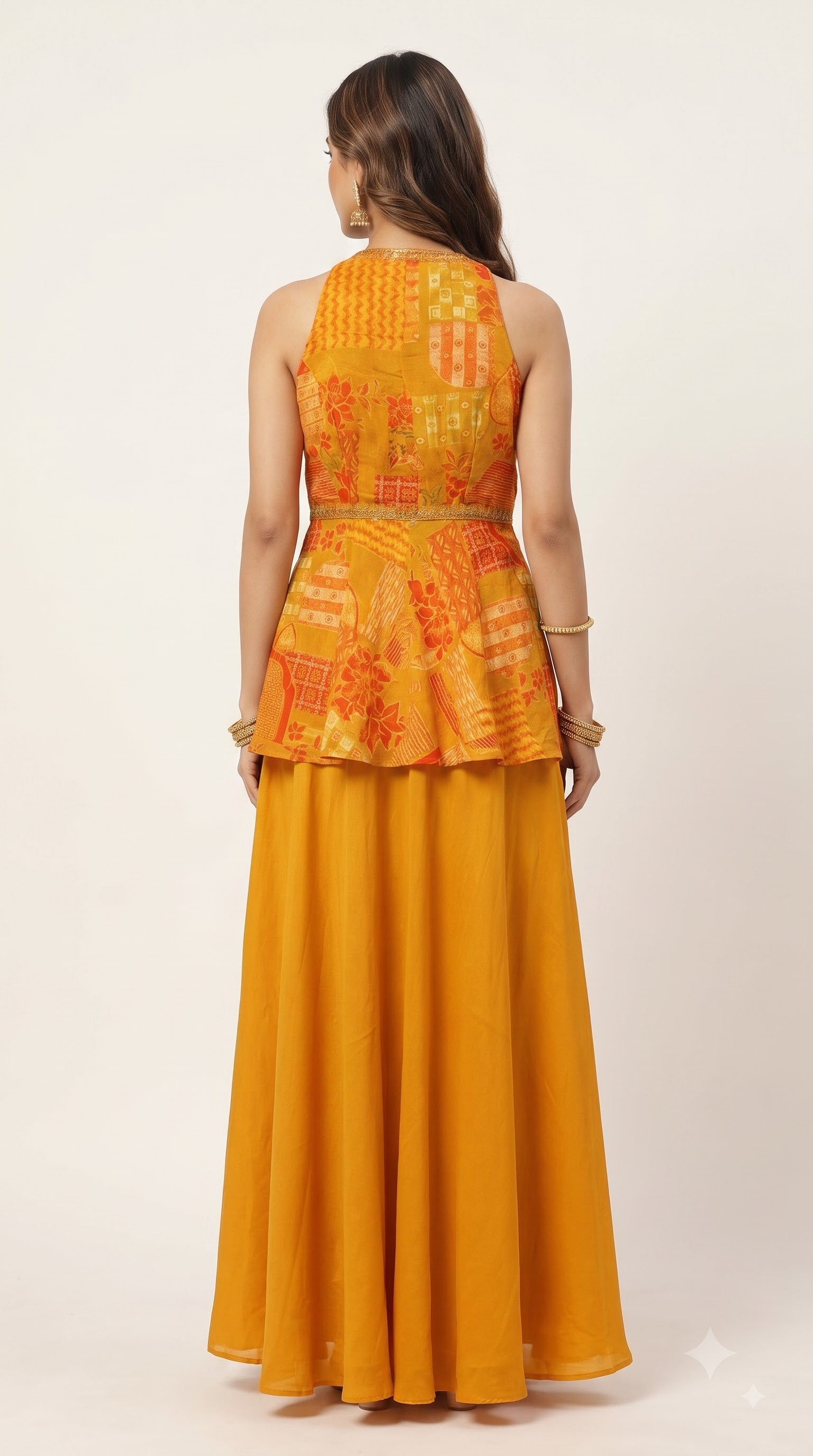 Aanya Mustard Silk Peplum Palazzo Set