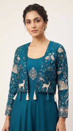 Gauri Wine Georgette Anarkali Jacket Set