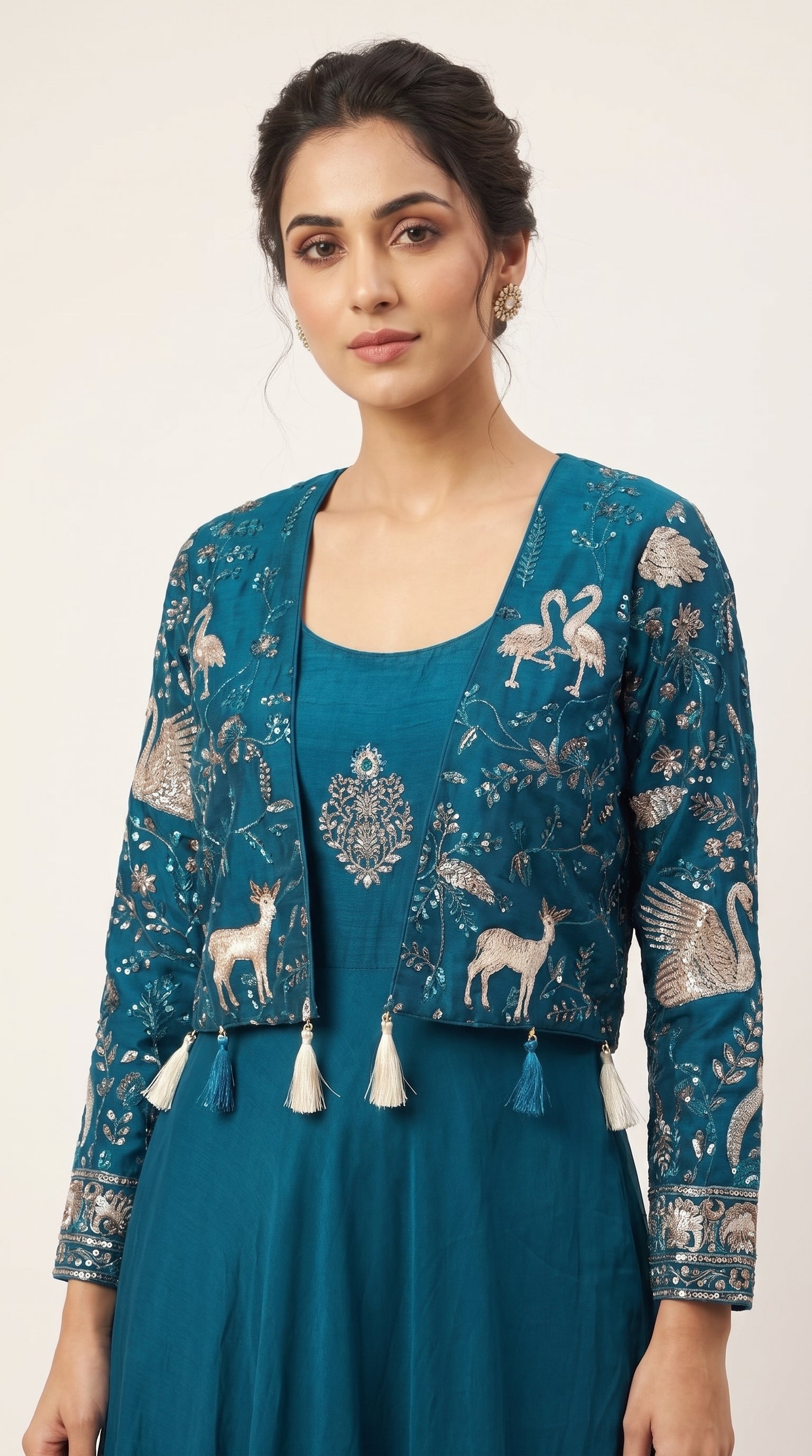Gauri Wine Georgette Anarkali Jacket Set
