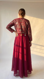 Gauri Wine Georgette Anarkali Jacket Set