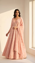 Nooré Blush Pink Georgette Anarkali Suit Set
