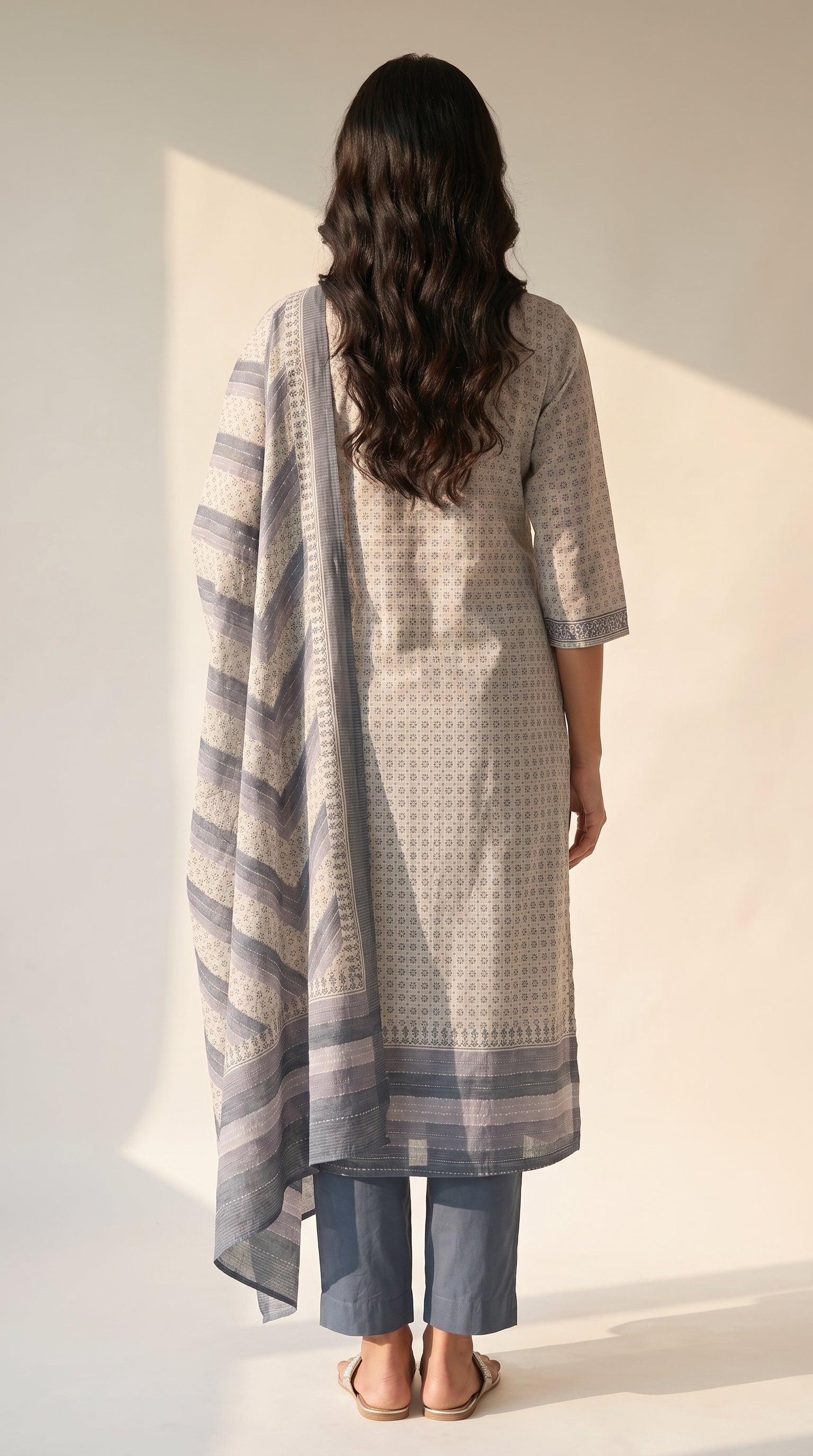 Inayat Slate Grey Cotton Plus Size Kurta Set