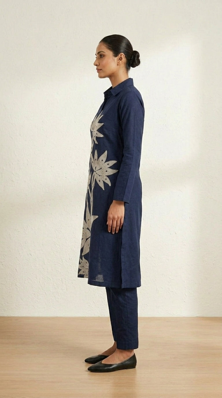 Midnight Bloom Statement Kurta Set