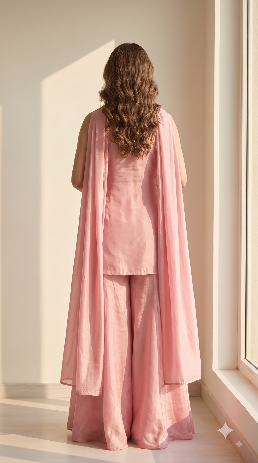 Meera Rose Pink Shimmer Sharara Set