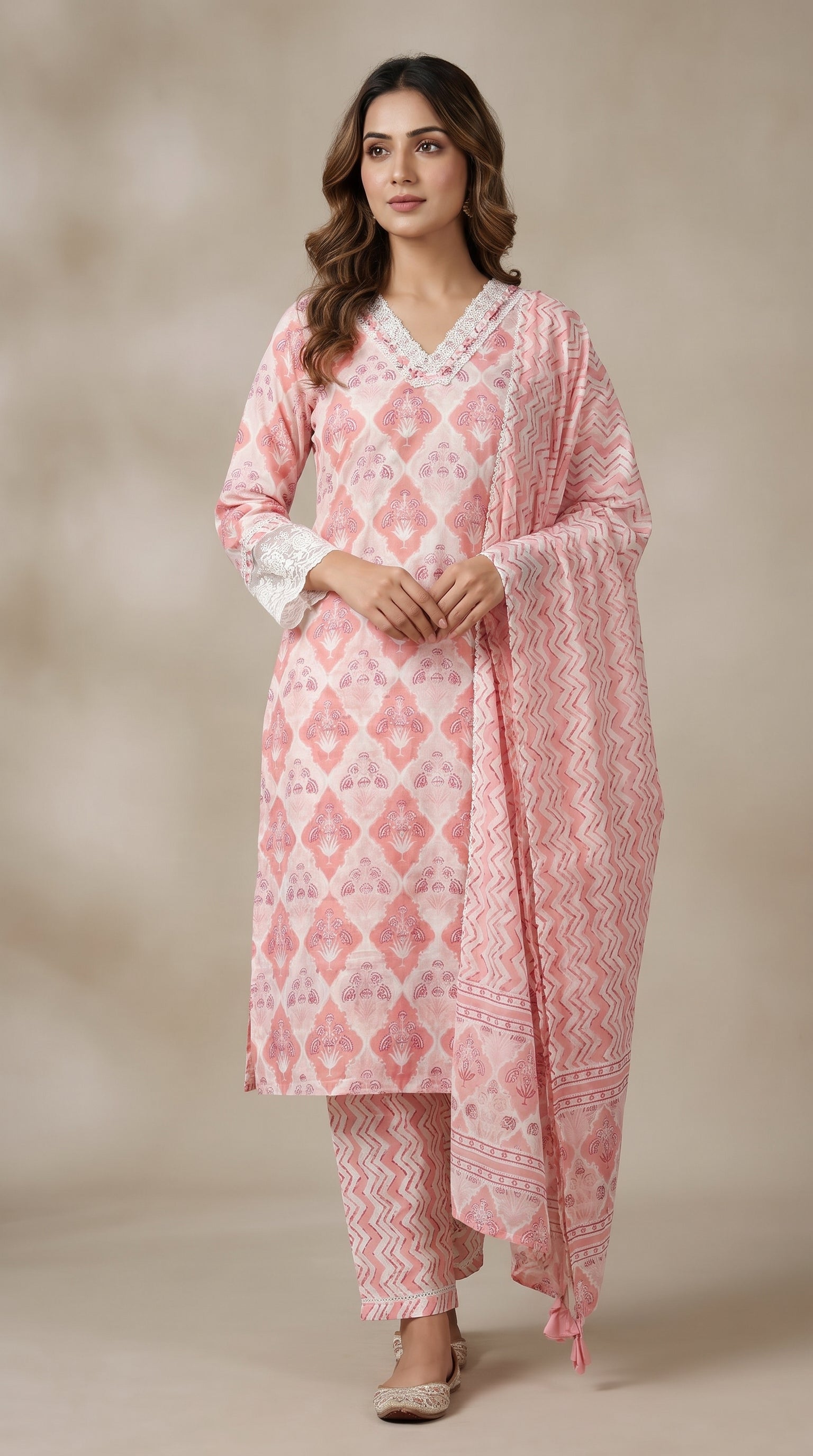 Seraphine Blush Pink Cotton Kurta Set