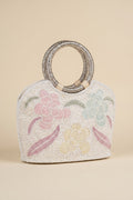 Pastel Bloom Handcrafted Beaded Ring Handle Bag