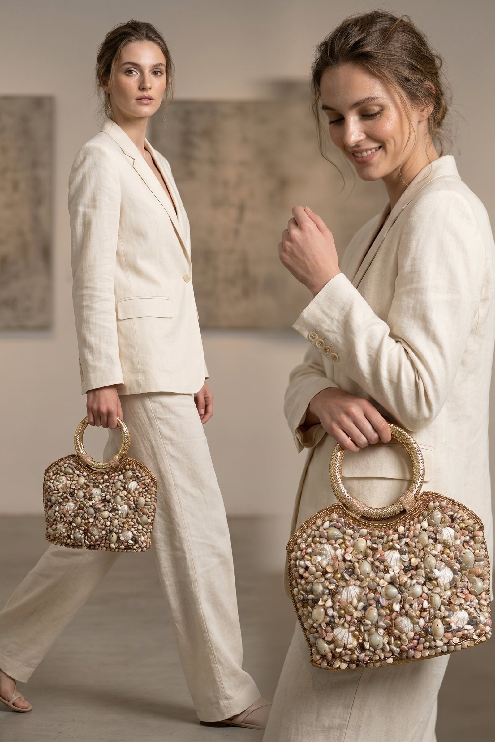 Oceanic Charm Handcrafted Shell-Embellished Ring Bag