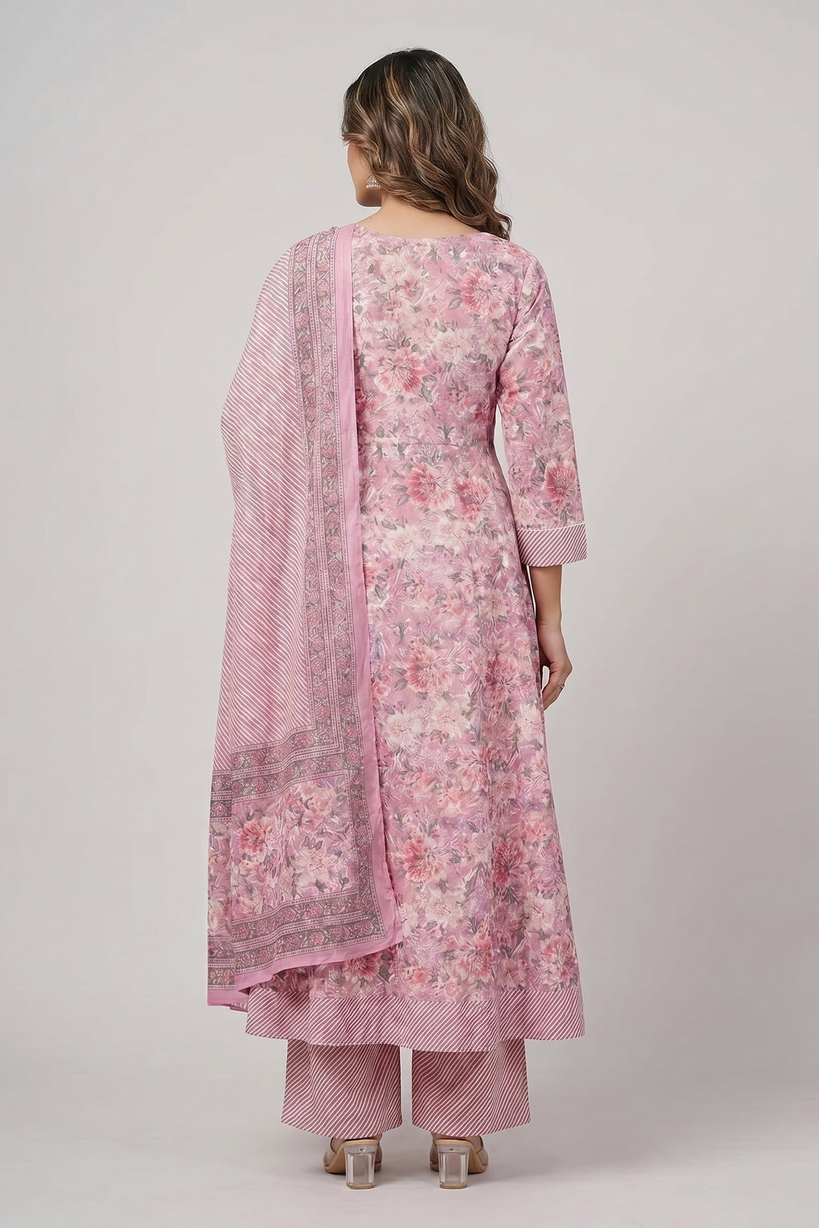 Rosavelle Blush Pink Cotton Anarkali Kurta Set