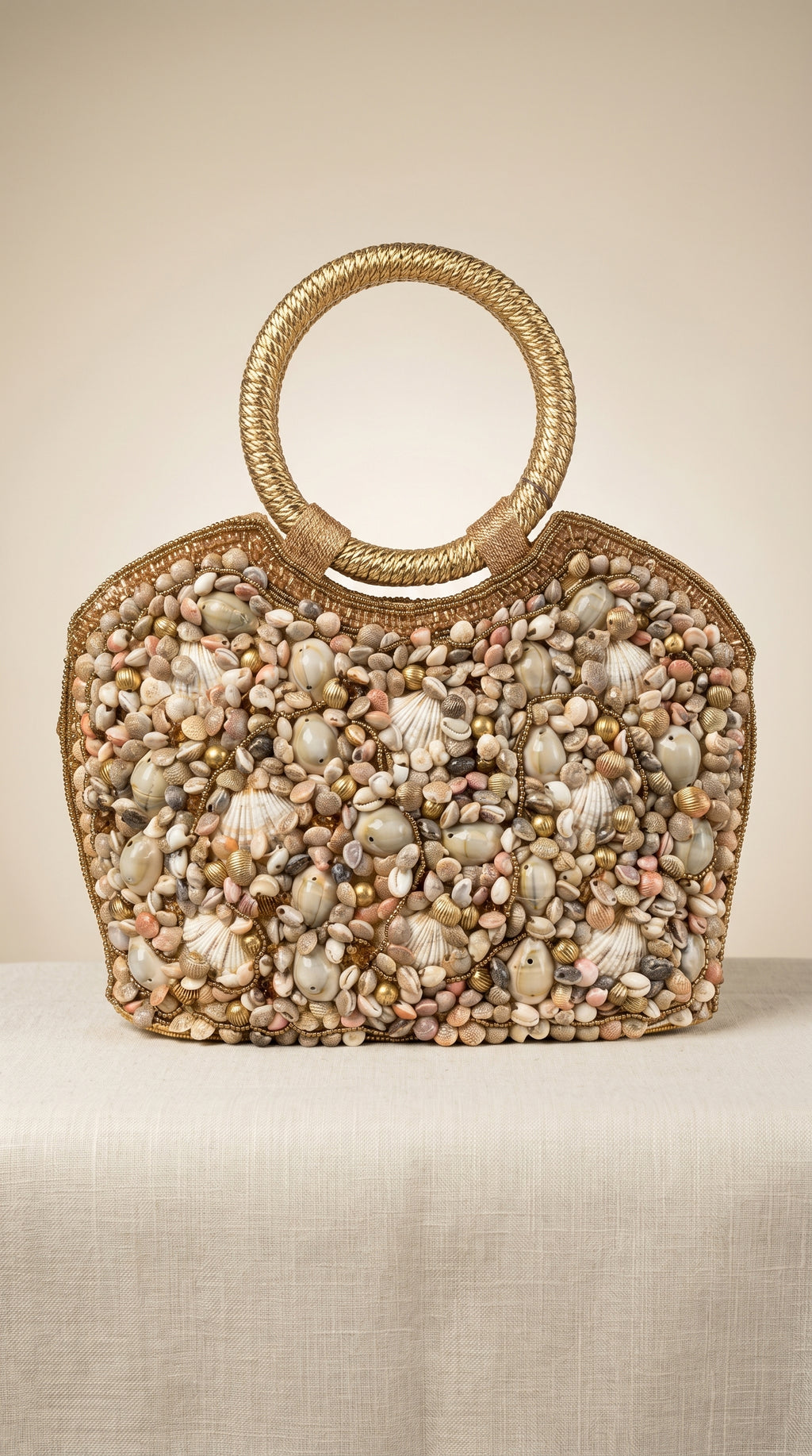 Oceanic Charm Handcrafted Shell-Embellished Ring Bag