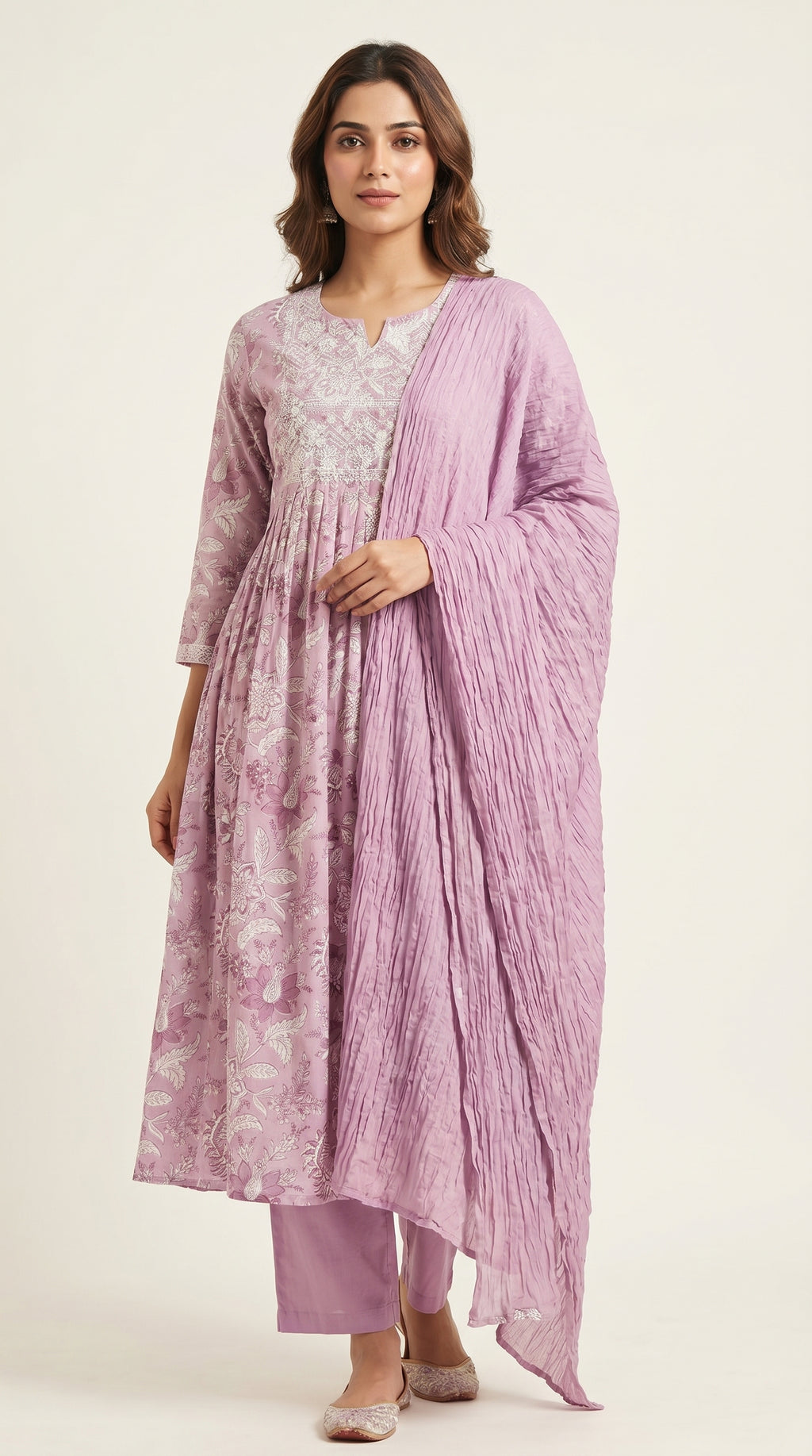 Lavender Orchid Anarkali Kurta Set