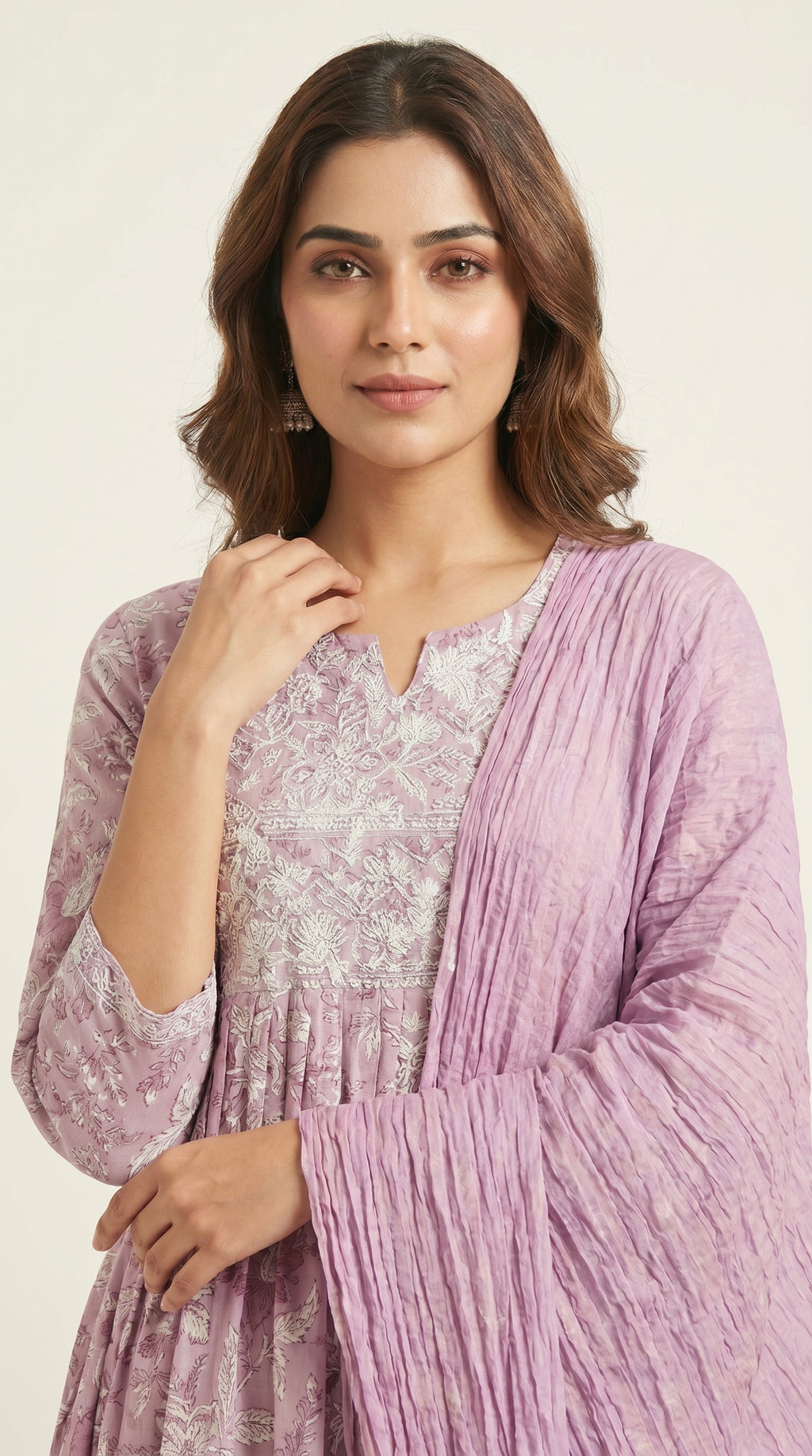 Lavender Orchid Anarkali Kurta Set