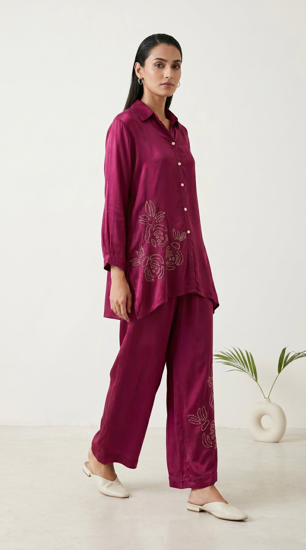 Wine Luxe Embroidered Co-ord Set
