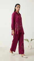 Wine Luxe Embroidered Co-ord Set