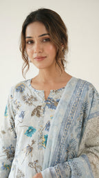 Cerulean Breeze Botanical Kurta Set