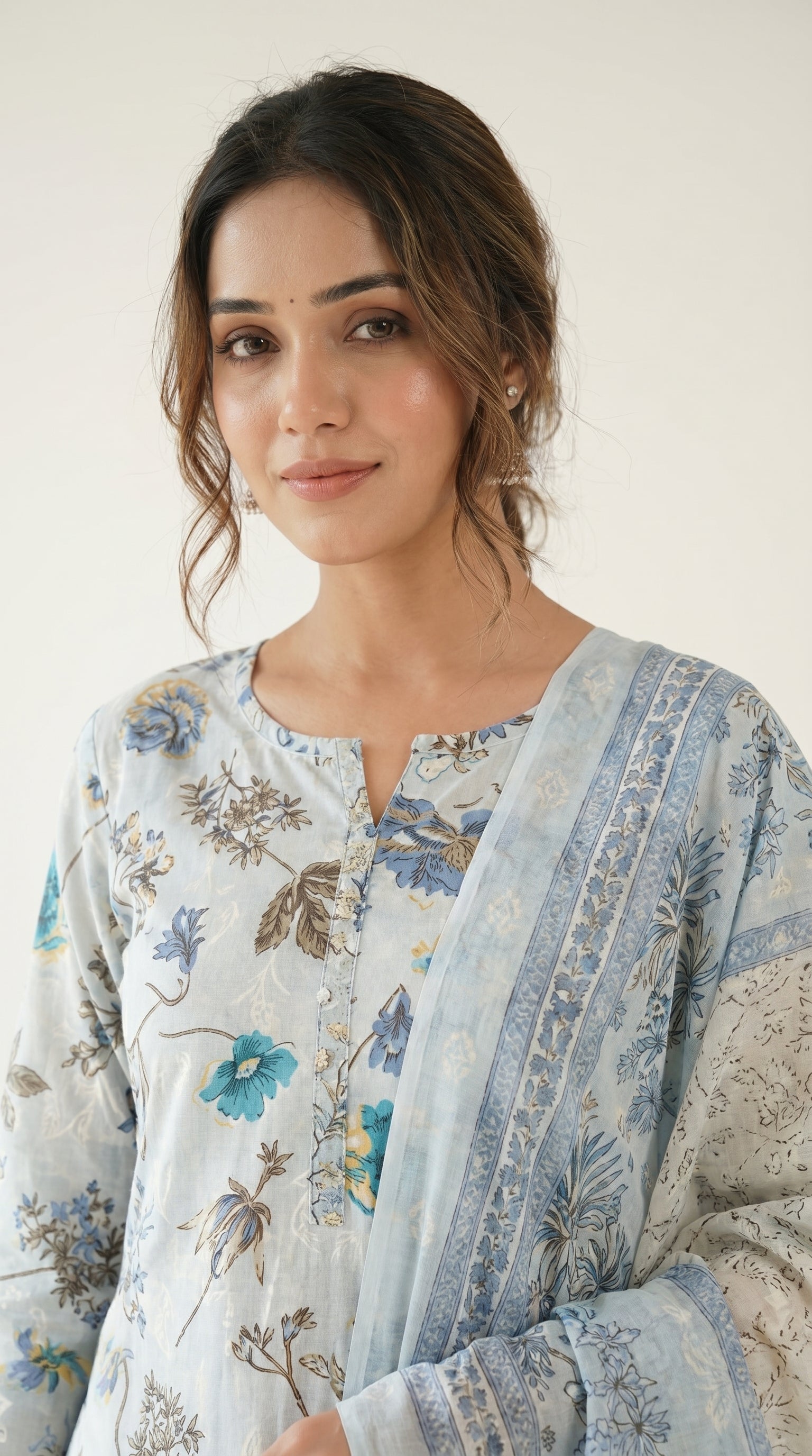 Cerulean Breeze Botanical Kurta Set