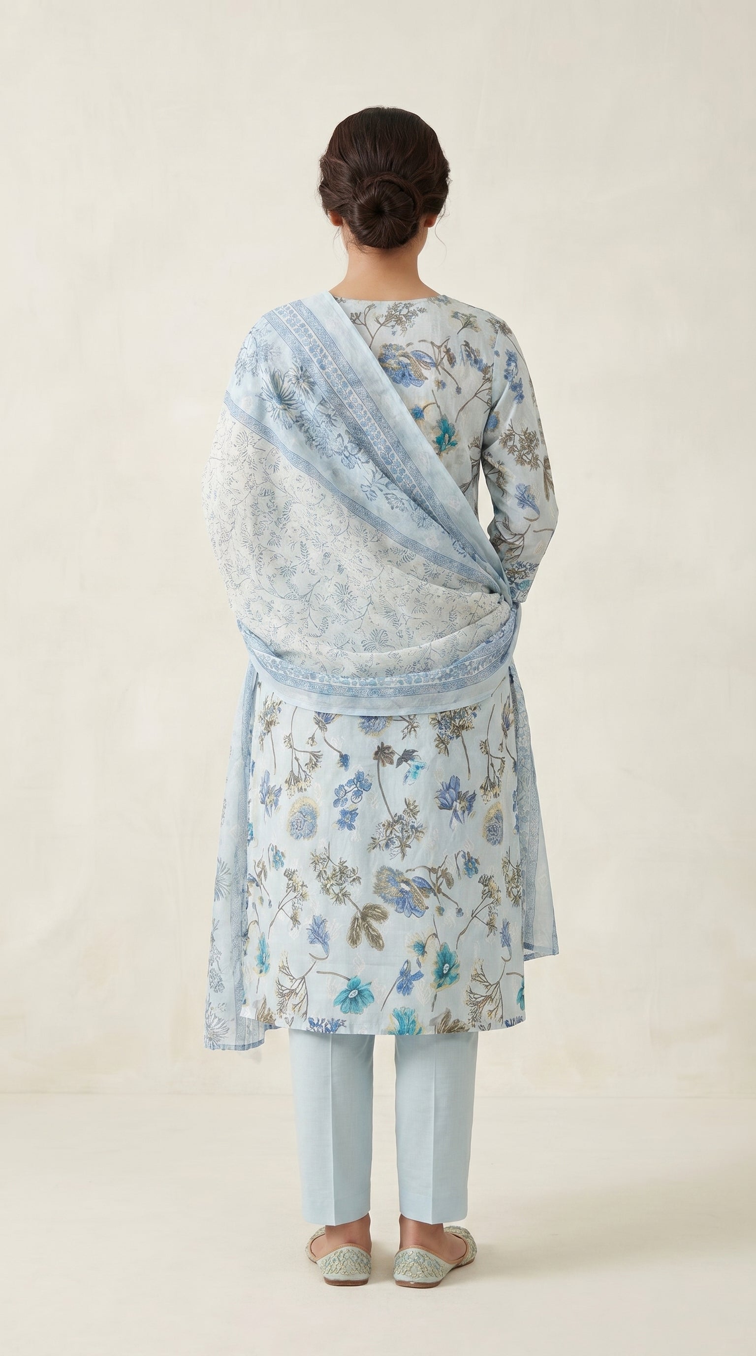 Cerulean Breeze Botanical Kurta Set