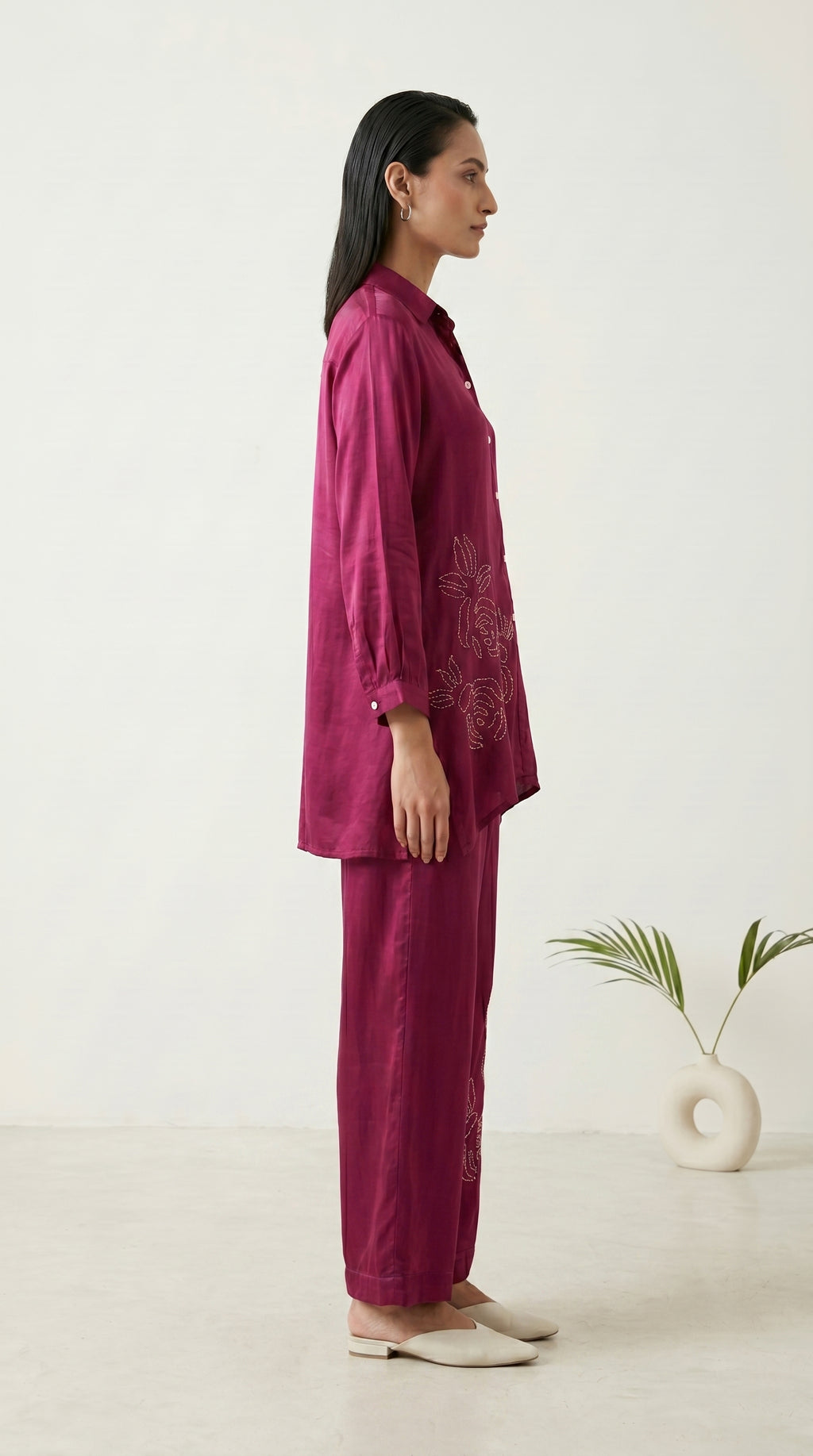 Wine Luxe Embroidered Co-ord Set