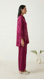 Wine Luxe Embroidered Co-ord Set