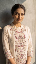 Nooré Gris Crepe Dhoti Shirt Set