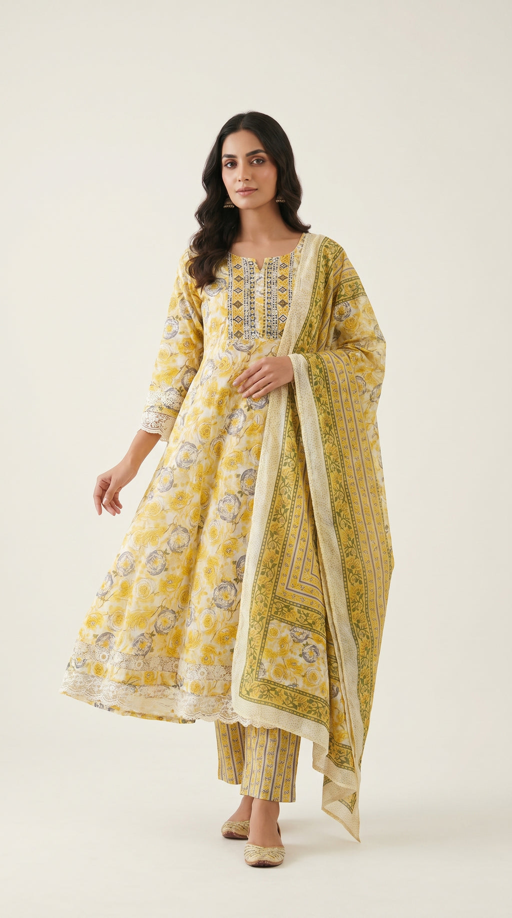 Ivory Bloom Anarkali Kurta Set