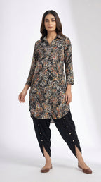 Midnight Bloom Maslin Kurta Set