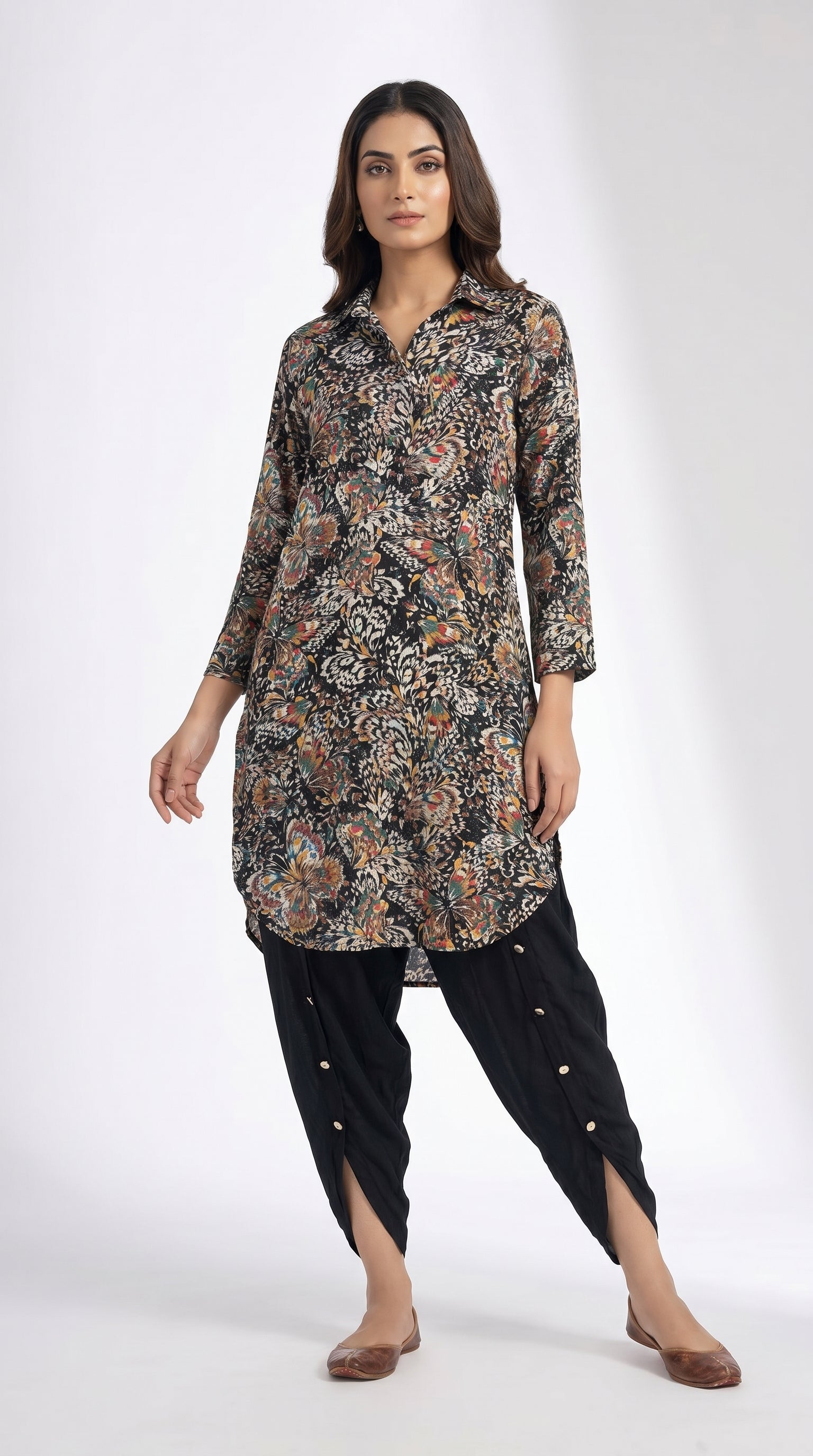 Midnight Bloom Maslin Kurta Set