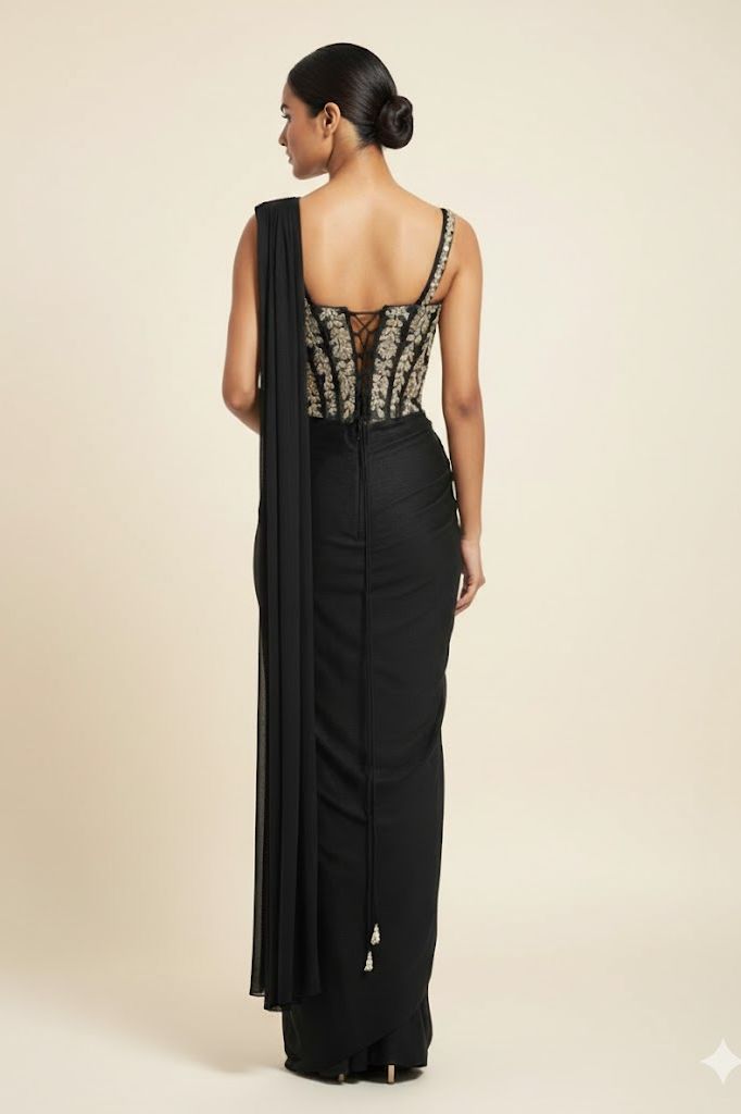 Black Noir Corset Drape Dress