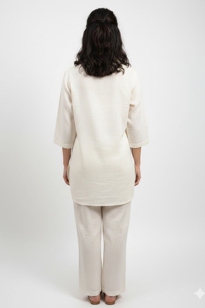 Ivory Pop Khadi Co-ord Set