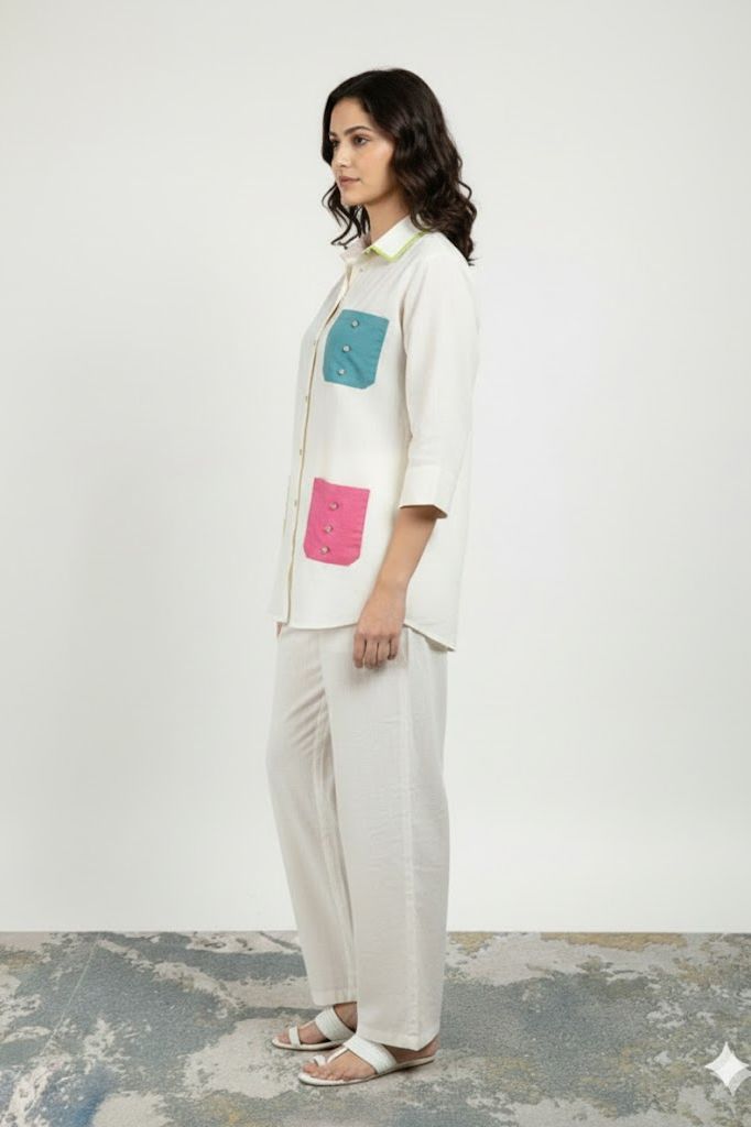 Ivory Pop Khadi Co-ord Set