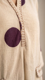 Zareen Ivory Cotton Purple Polka Kurta Set