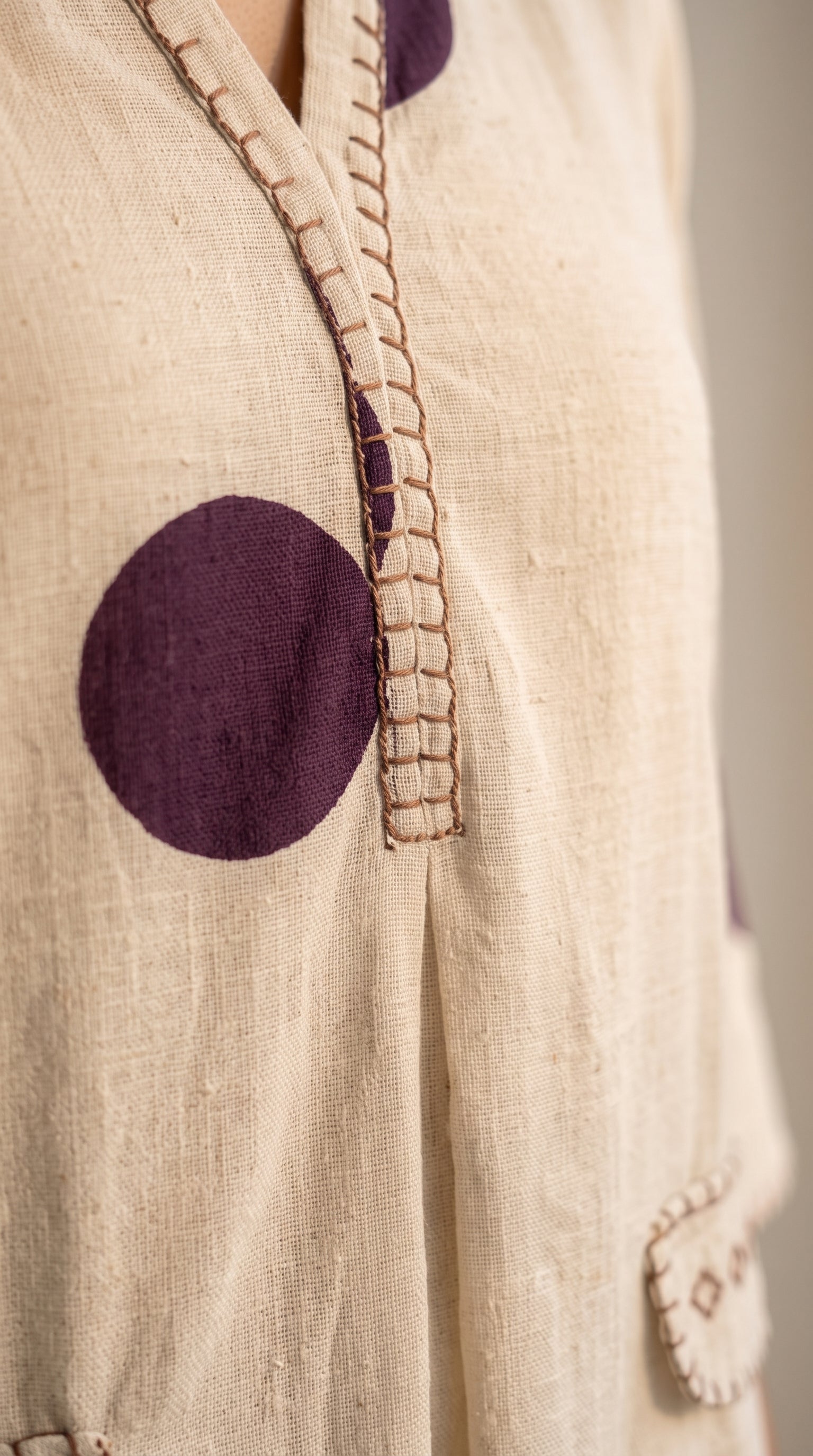 Zareen Ivory Cotton Purple Polka Kurta Set