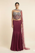 Wine Red Aura Shoulder-Pallu Lehenga