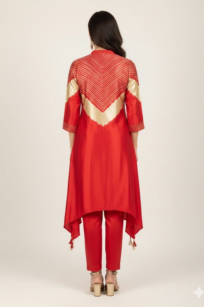 Scarlet Glow Crepe Kurta Set