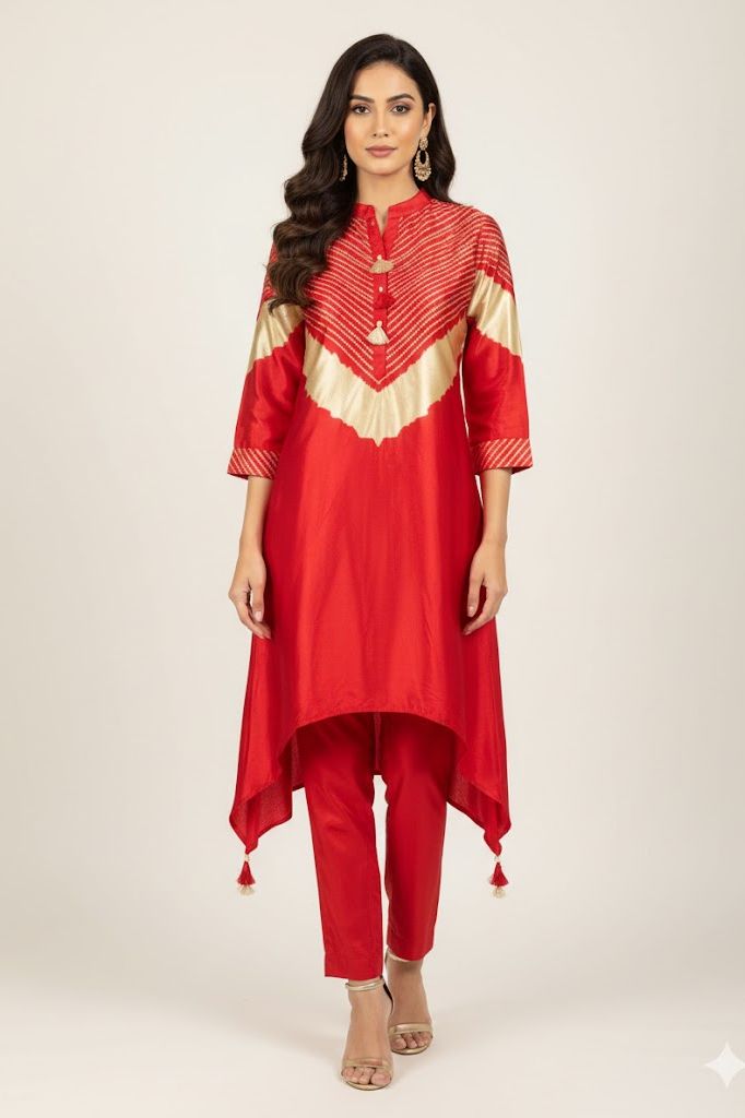 Scarlet Glow Crepe Kurta Set