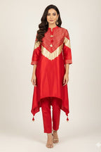 Scarlet Glow Crepe Kurta Set