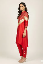 Scarlet Glow Crepe Kurta Set