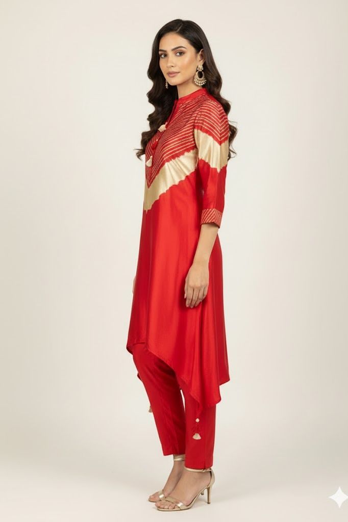 Scarlet Glow Crepe Kurta Set